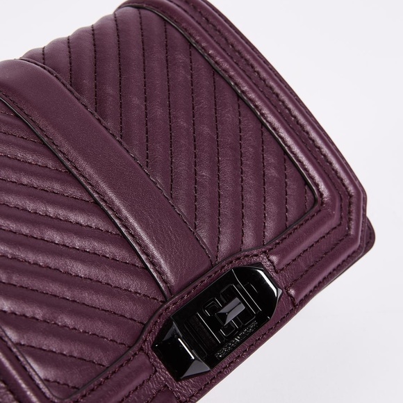 REBECCA MINKOFF Chevron Small Love Burgundy Gunmetal Top handle Crossbody Bag - Picture 2 of 8